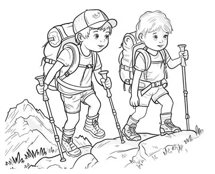 Hiking Coloring Pages