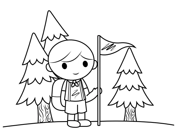 Printable Hiking Kid Coloring Page