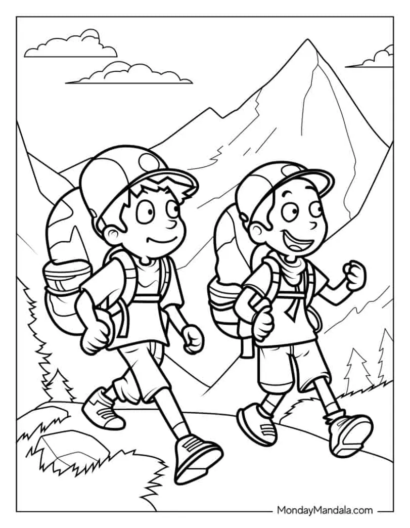 Camping & Hiking Coloring Page (Free PDF Printables) - Coloring Home