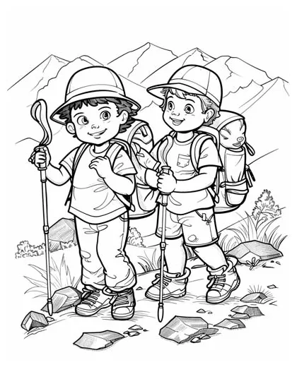Hiking Coloring Pages