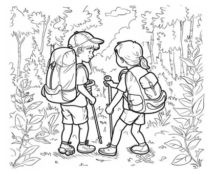 Hiking Coloring Pages