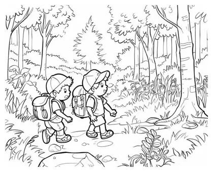 Hiking Coloring Pages