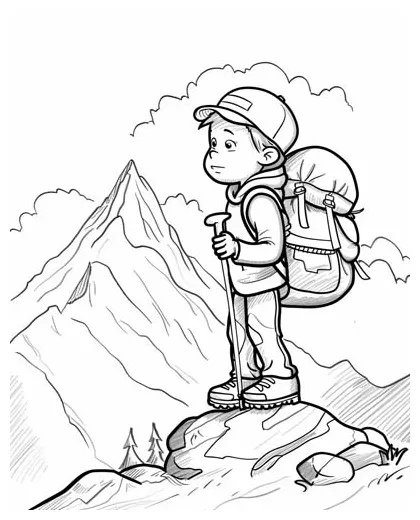 Hiking Coloring Pages