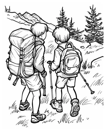 Hiking Coloring Pages