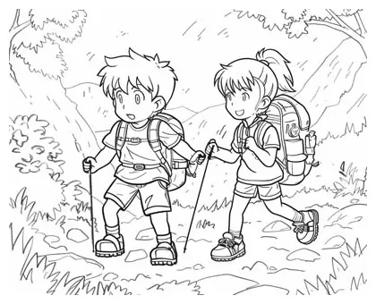 Hiking Coloring Pages