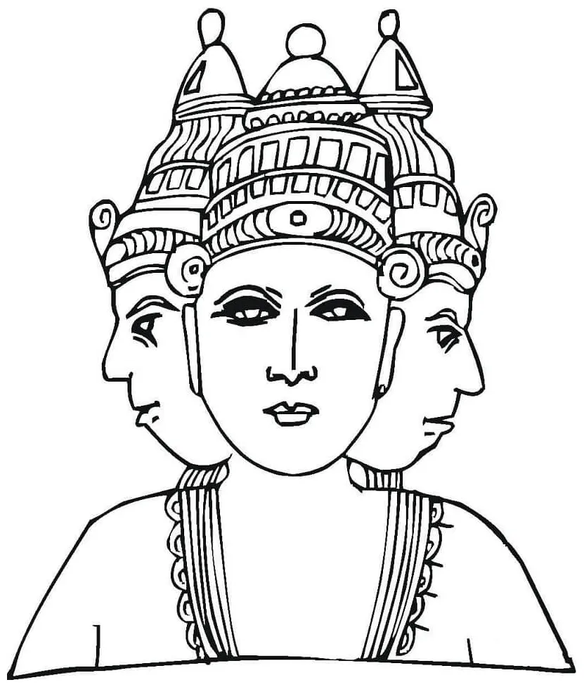 Hindu deity with three heads