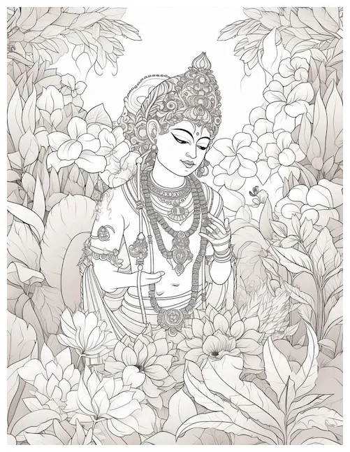 Premium a hindu god colouring page