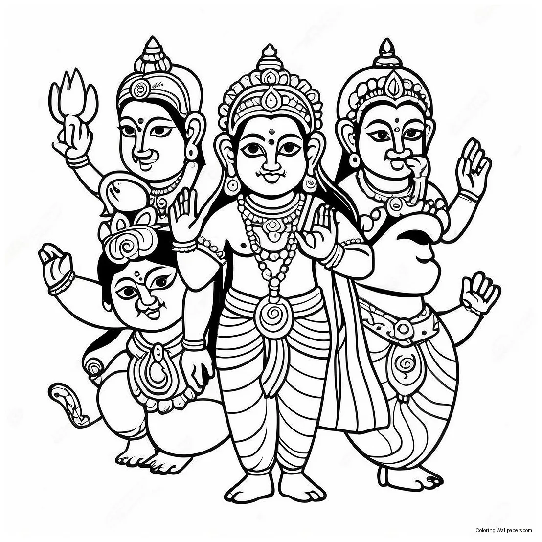 Vibrant hindu deities coloring page 57234-45299