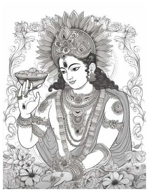 Premium a hindu god colouring page