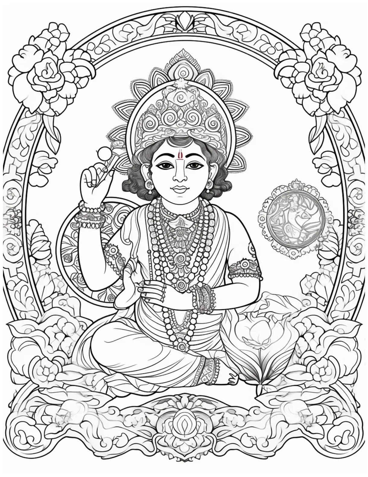 Premium a hindu god colouring page
