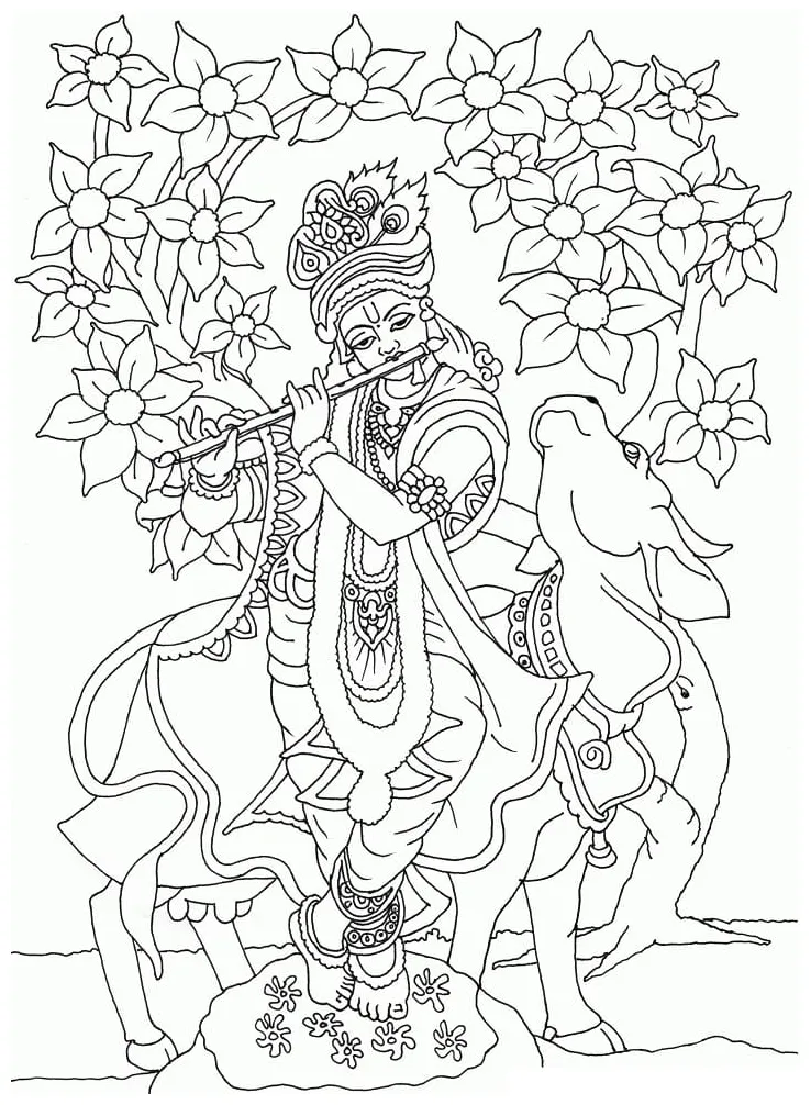 Hindu deity with three heads coloring page free printable coloring