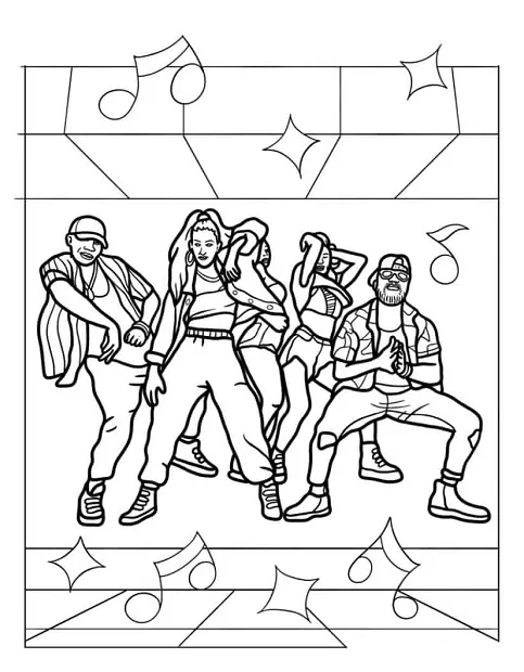 Hip hop dance coloring pages & coloring book