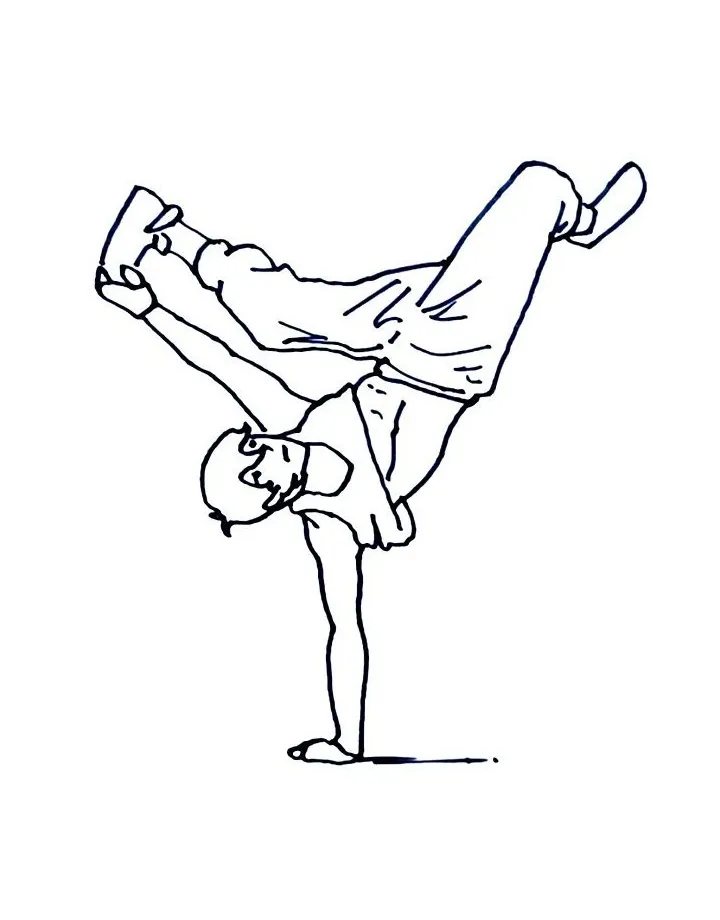 Hip hop dancer easy coloring page free printable pdf