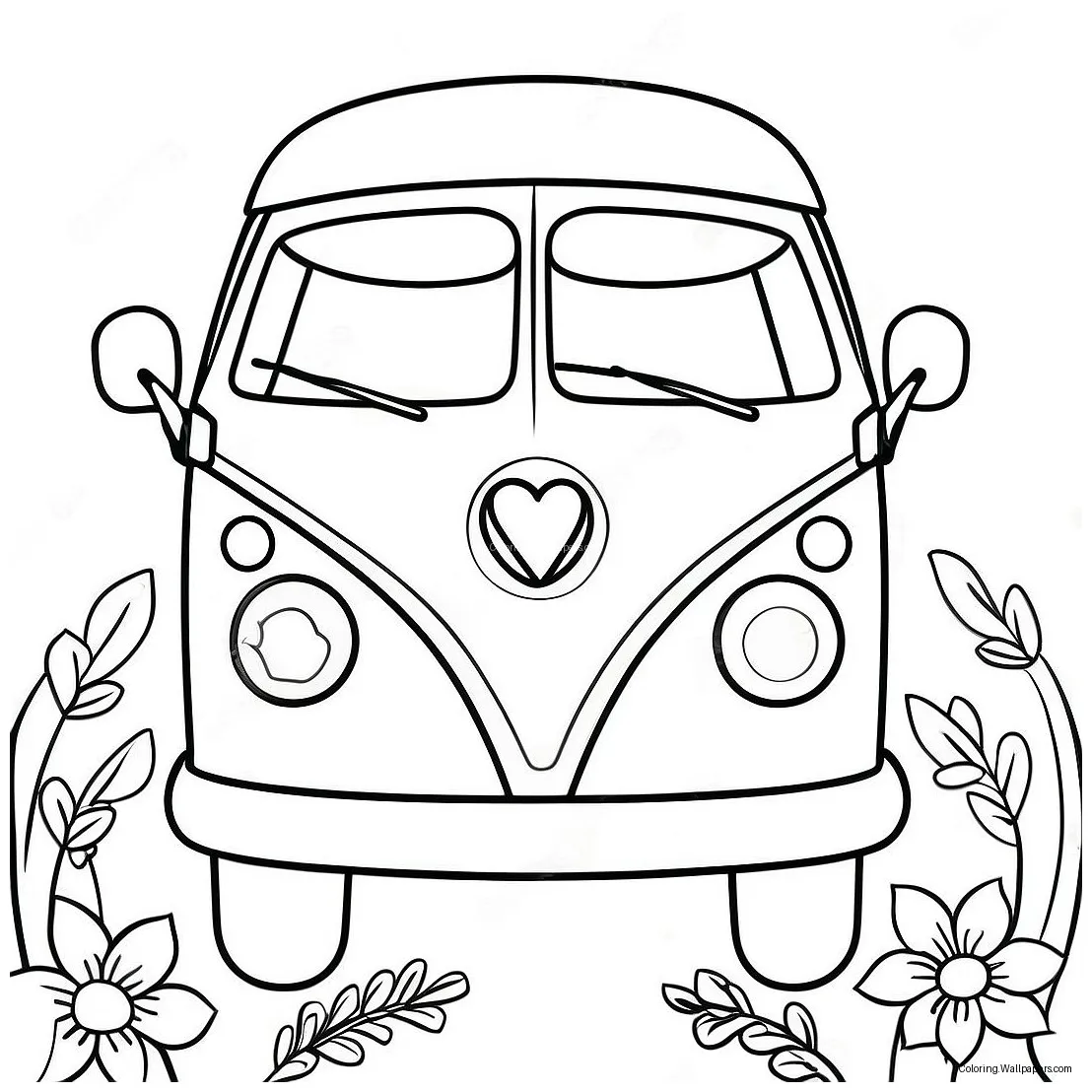 Hippie Van Coloring Page (48093-38021)