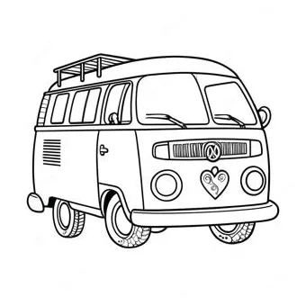 60s Hippie Van Coloring Page (26974-21321)