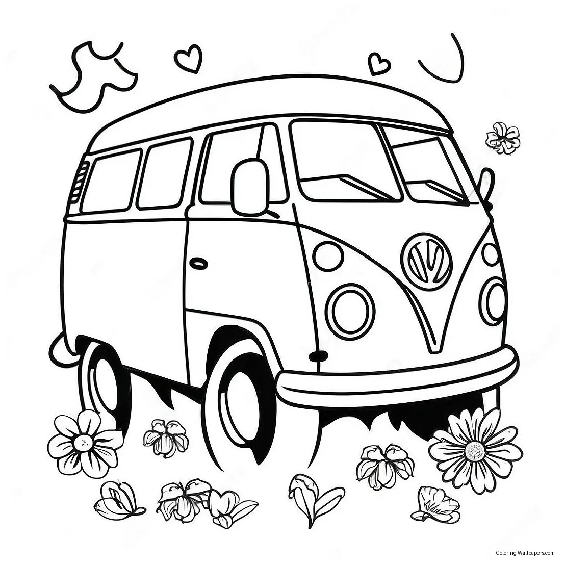 Colorful Hippie Van Coloring Page (71195-56366)