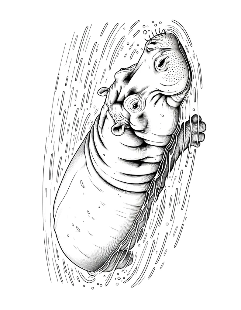 Free printable hippo coloring pages for kids