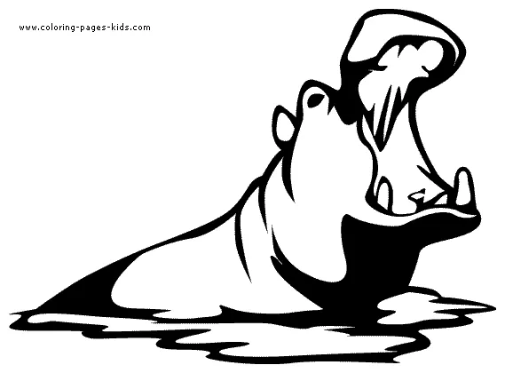 Yawning hippo color page