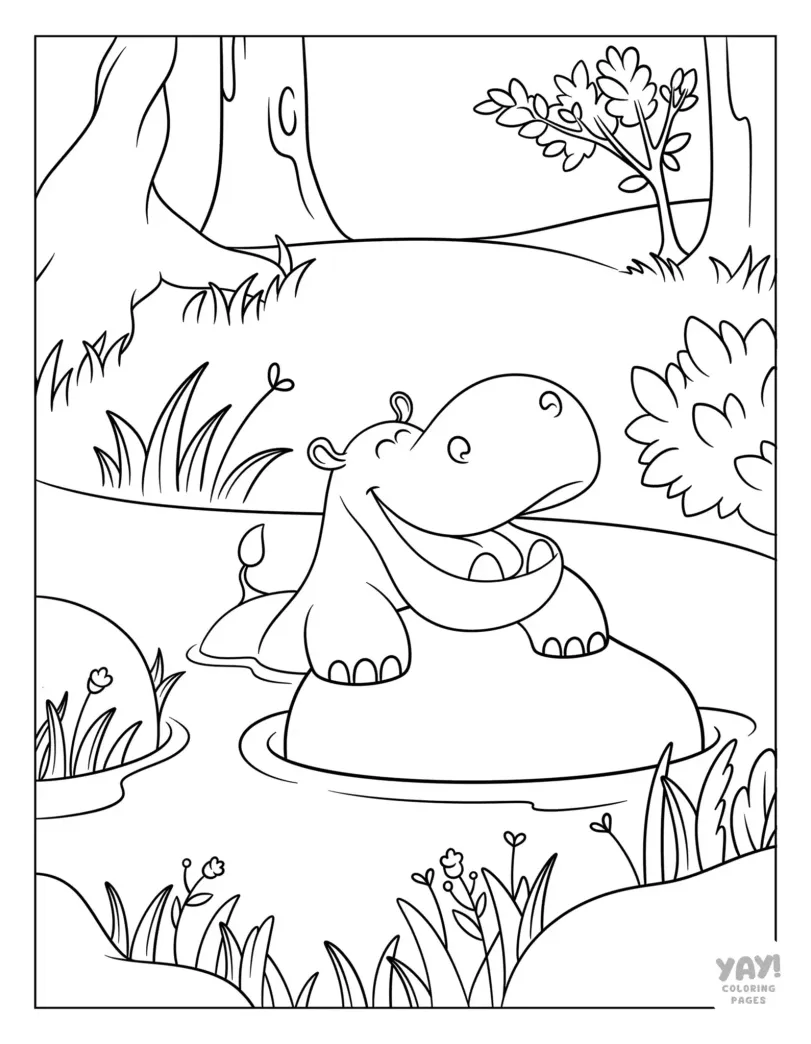 Hippo coloring pages free printables