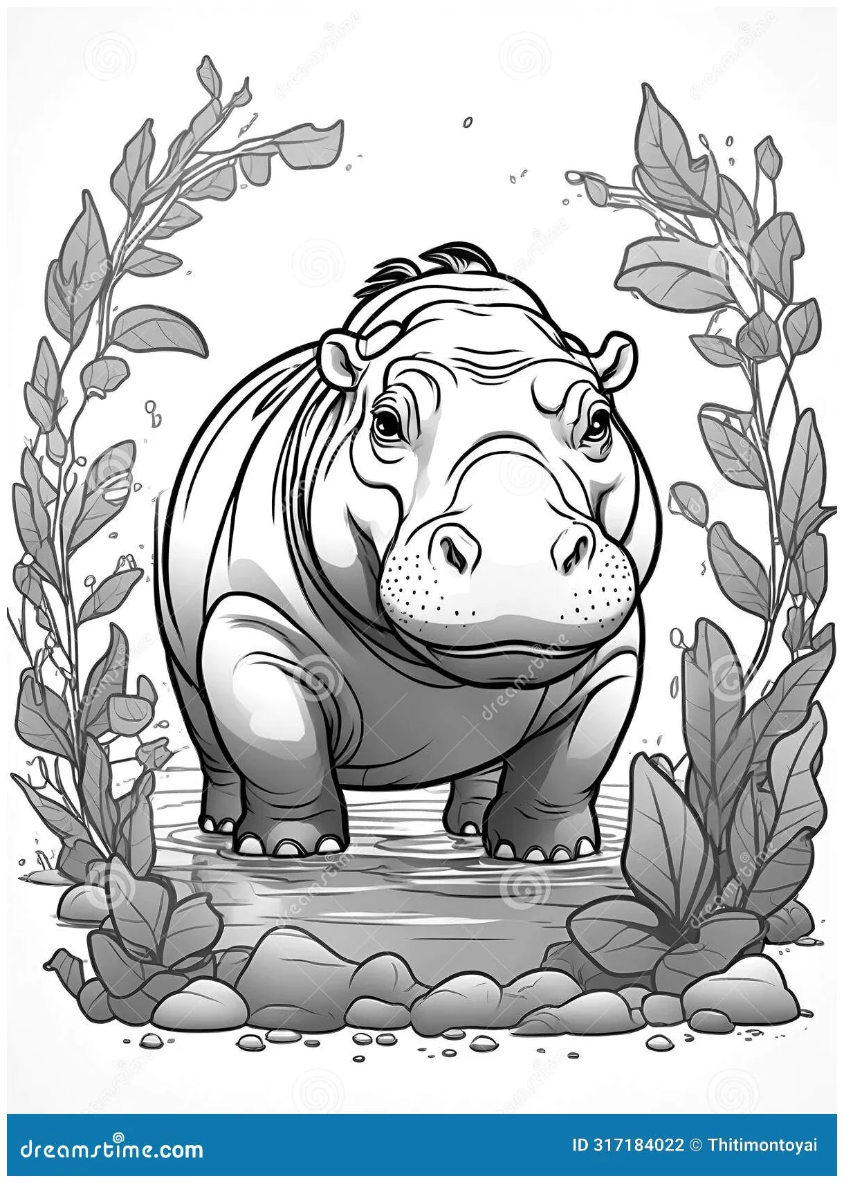 Hippopotamus, Coloring Page Vector Illustration | CartoonDealer.com