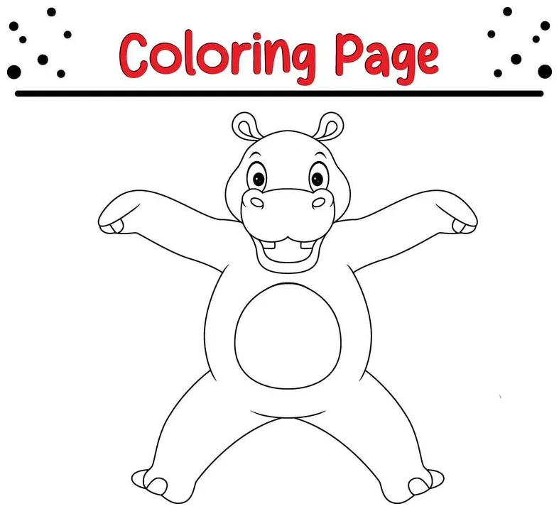 Hippopotamus Coloring Page Vector Art, Icons, and Graphics for Free