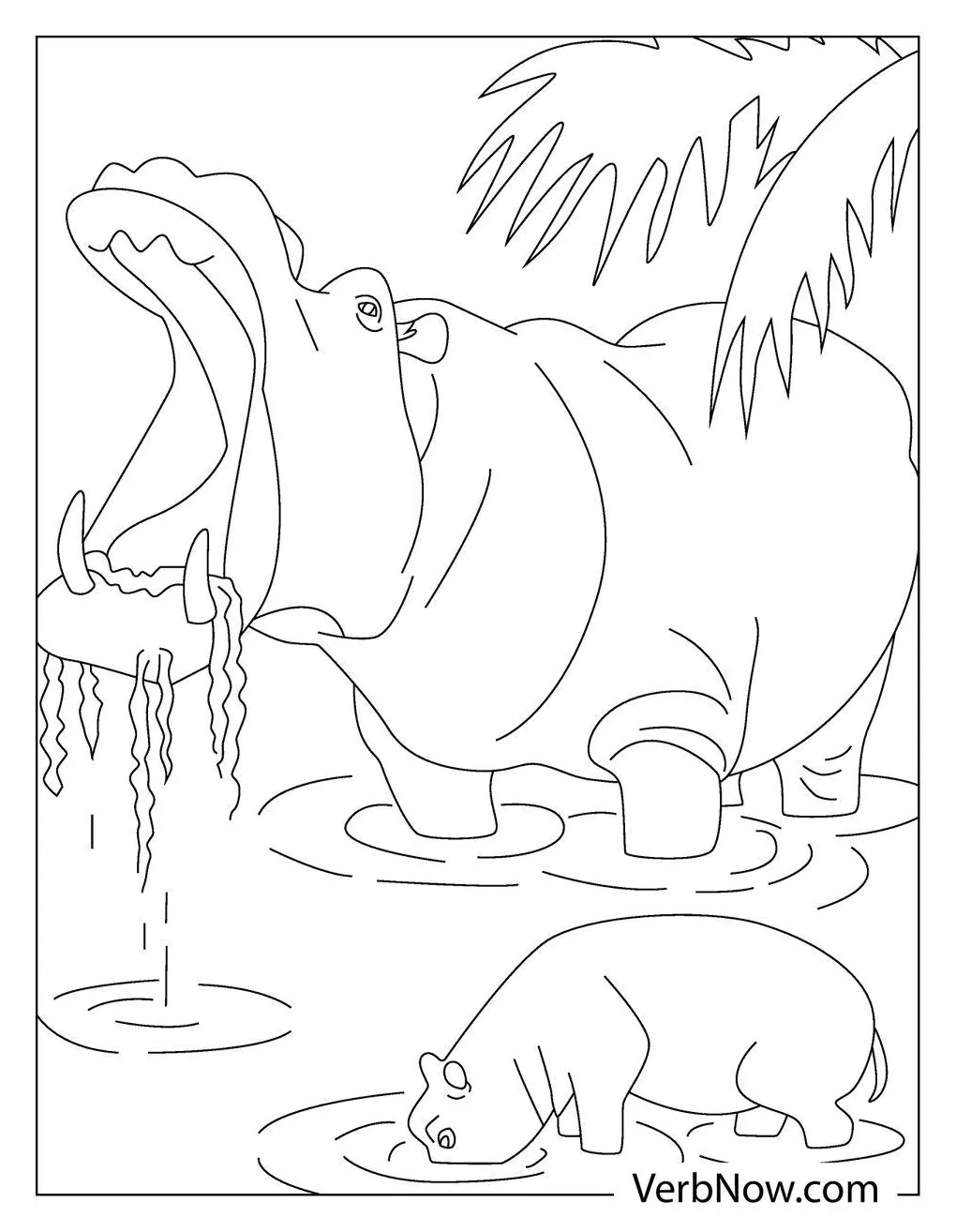 Free HIPPOPOTAMUS Coloring Pages for Download (Printable PDF)