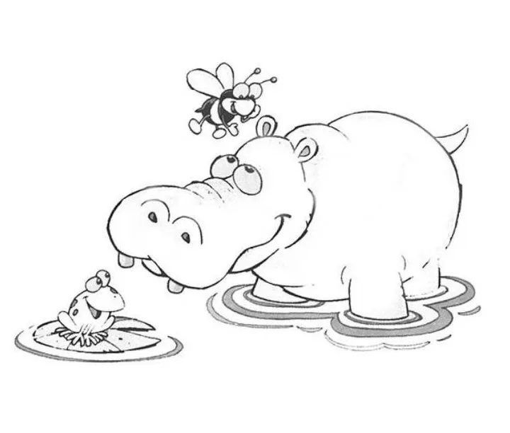 Hippopotamus Pictures Coloring Page (Free Printable PDF)