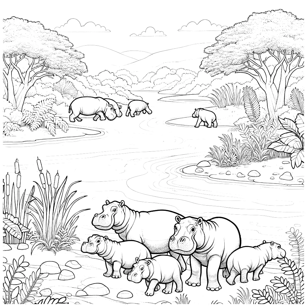Hippopotamus Coloring Pages | Coloring Pages Gem