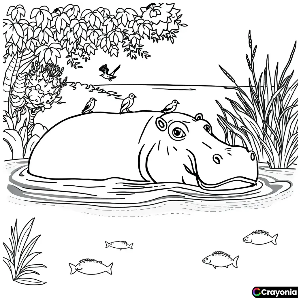 Hippopotamus Coloring Pages - Free Online Coloring Pages