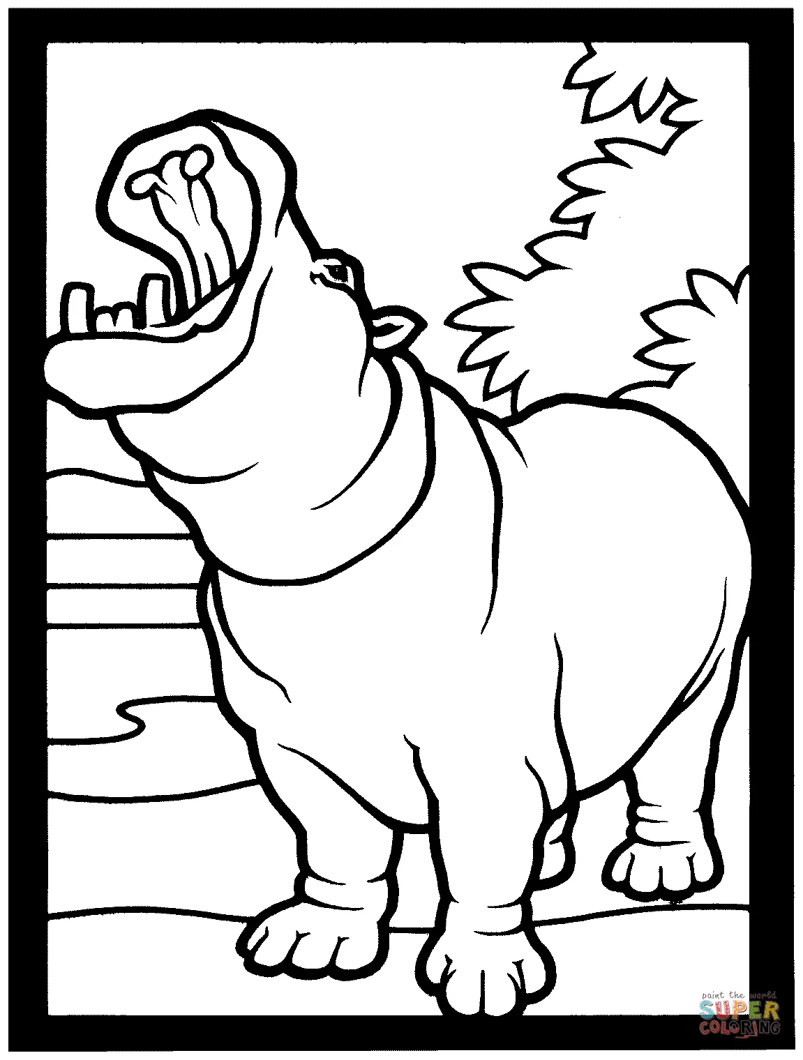 Hippopotamus Coloring Page - Team Coloring