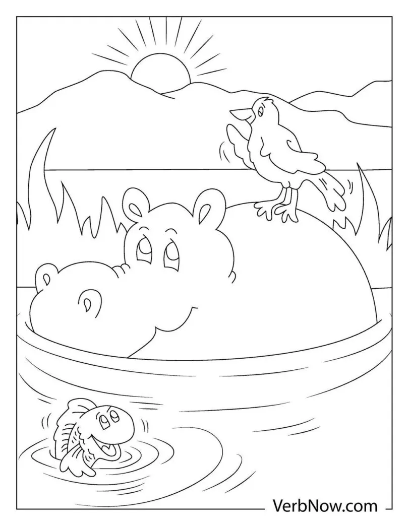 Free HIPPOPOTAMUS Coloring Pages for Download (Printable PDF)