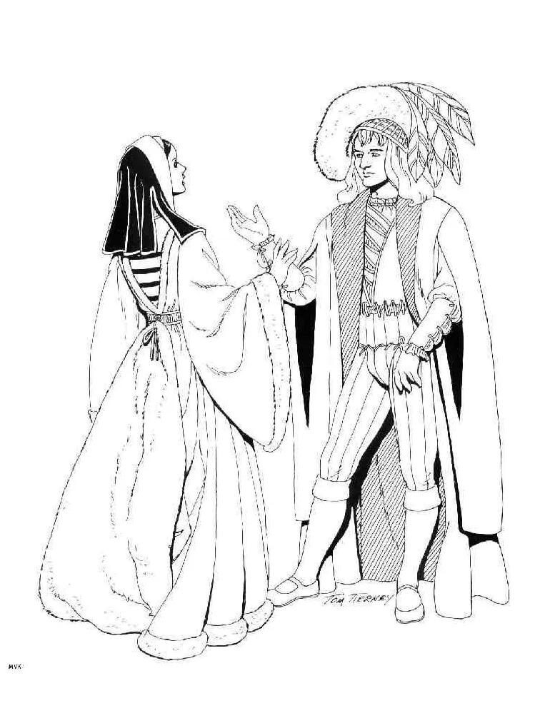 Historical fashion coloring pages