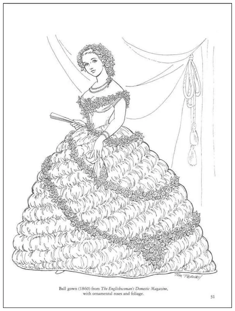 Historical fashion coloring pages