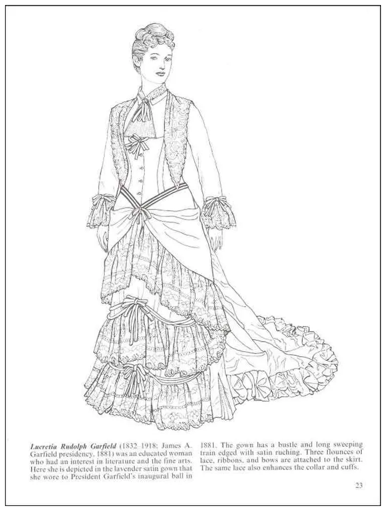 Historical fashion coloring pages