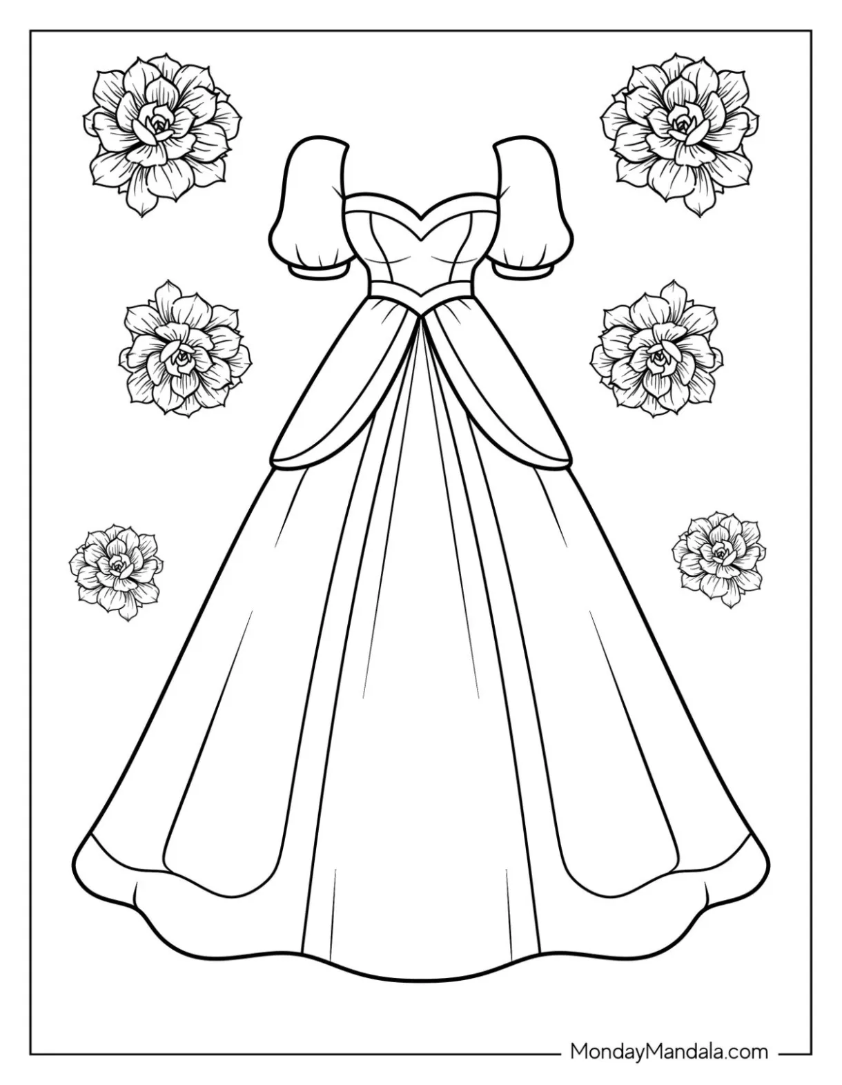 Coloring page of a dress dresses s 2025 printable coloring page
