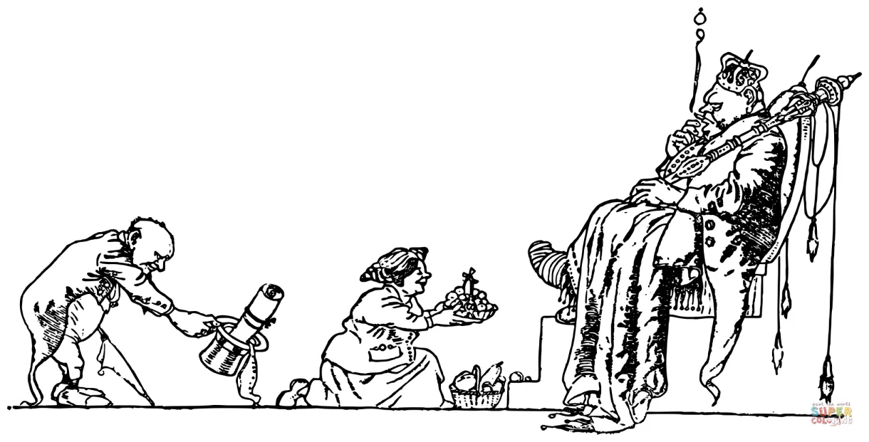 Vintage king and his people coloring page free printable coloring pages