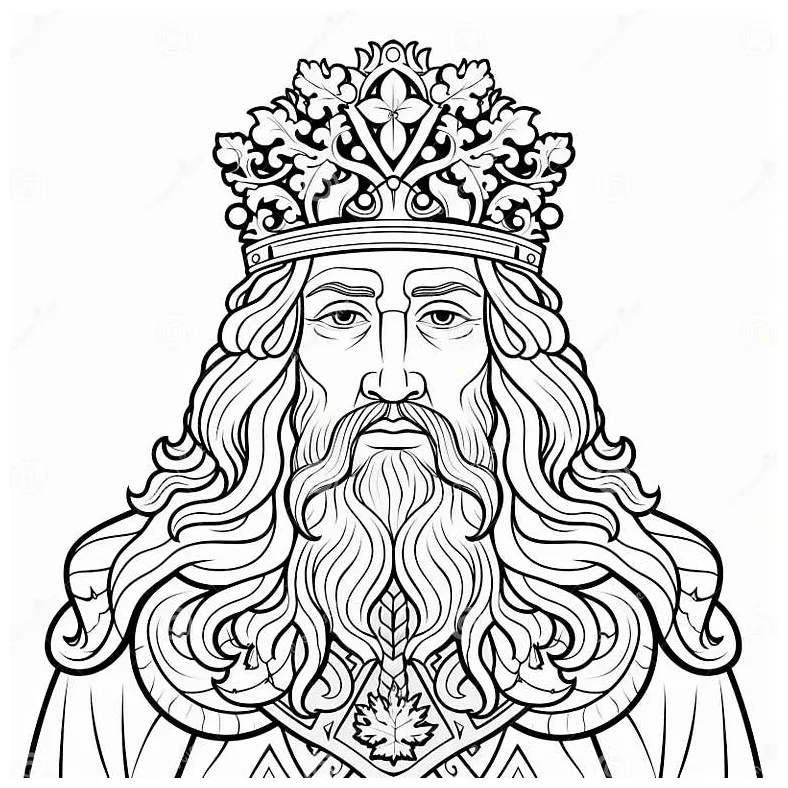 Coloring page king of europe with ancient crown stock of