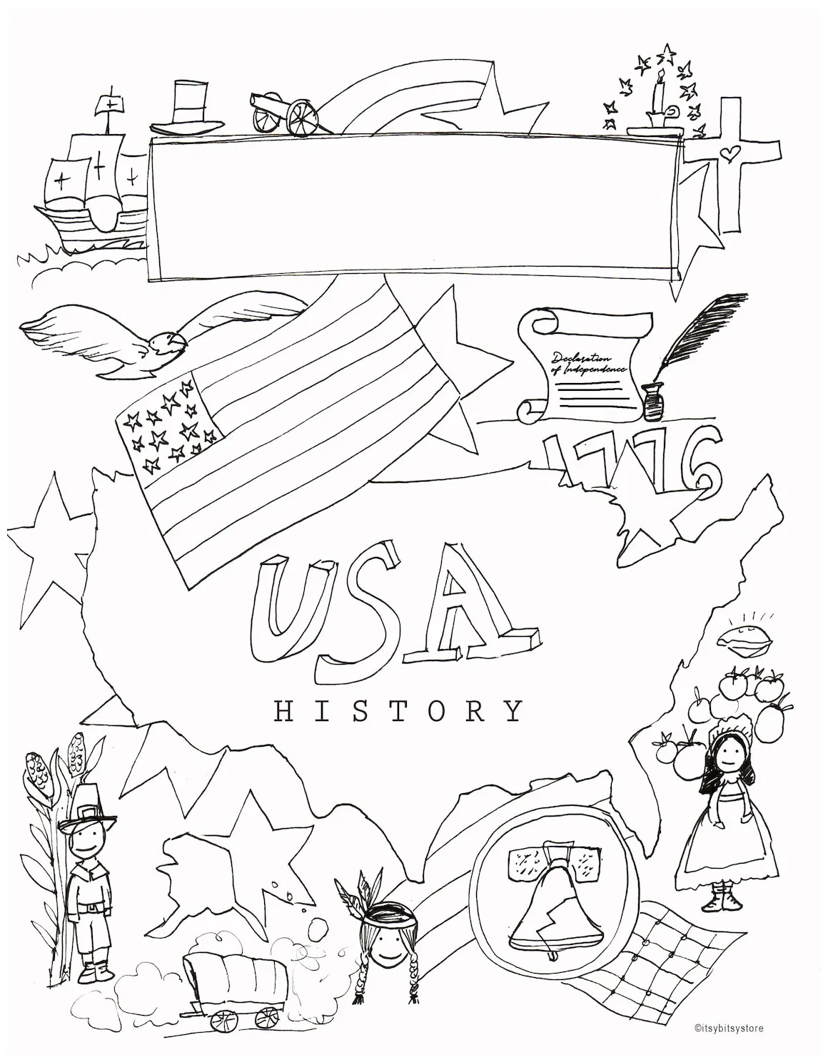 Downloadable coloring history notebook cover sheet with space etsy