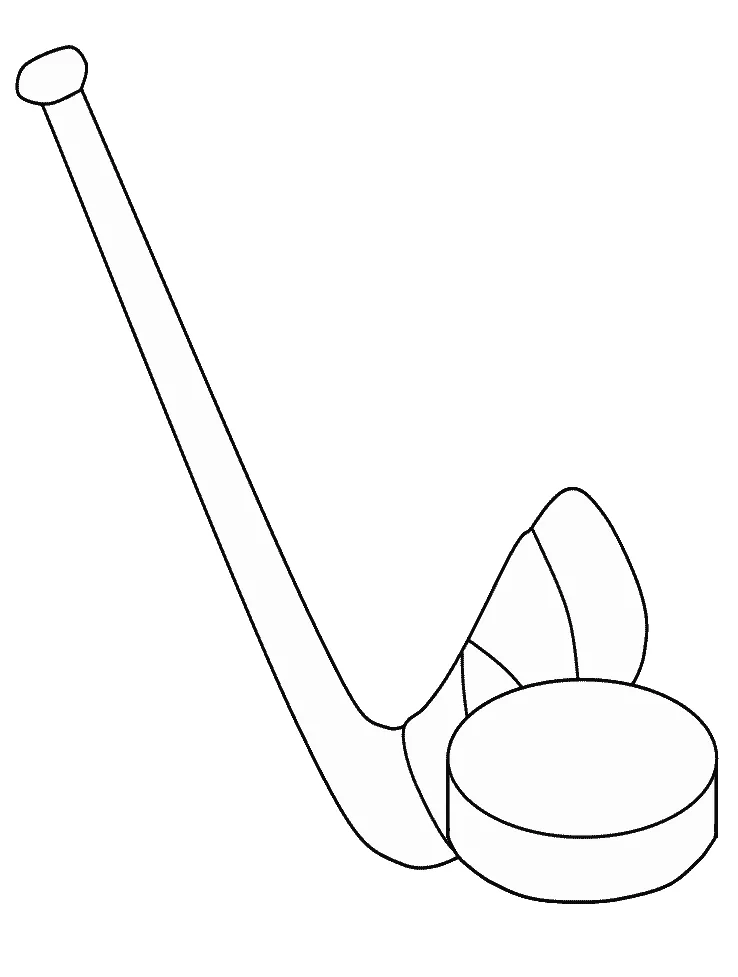 Hockey sports stick and puck coloring pages & coloring book
