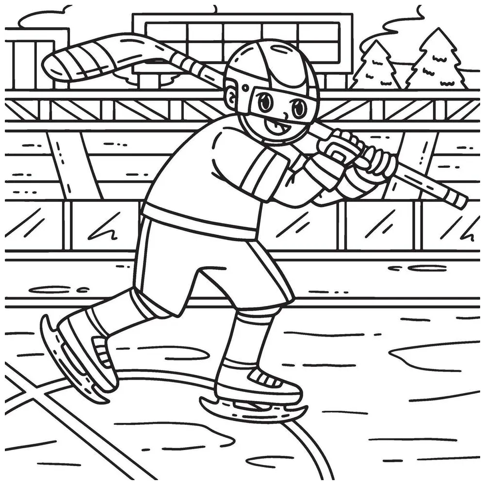 Ice Hockey Player Holding Stick Coloring Page 45390220 Vector Art at