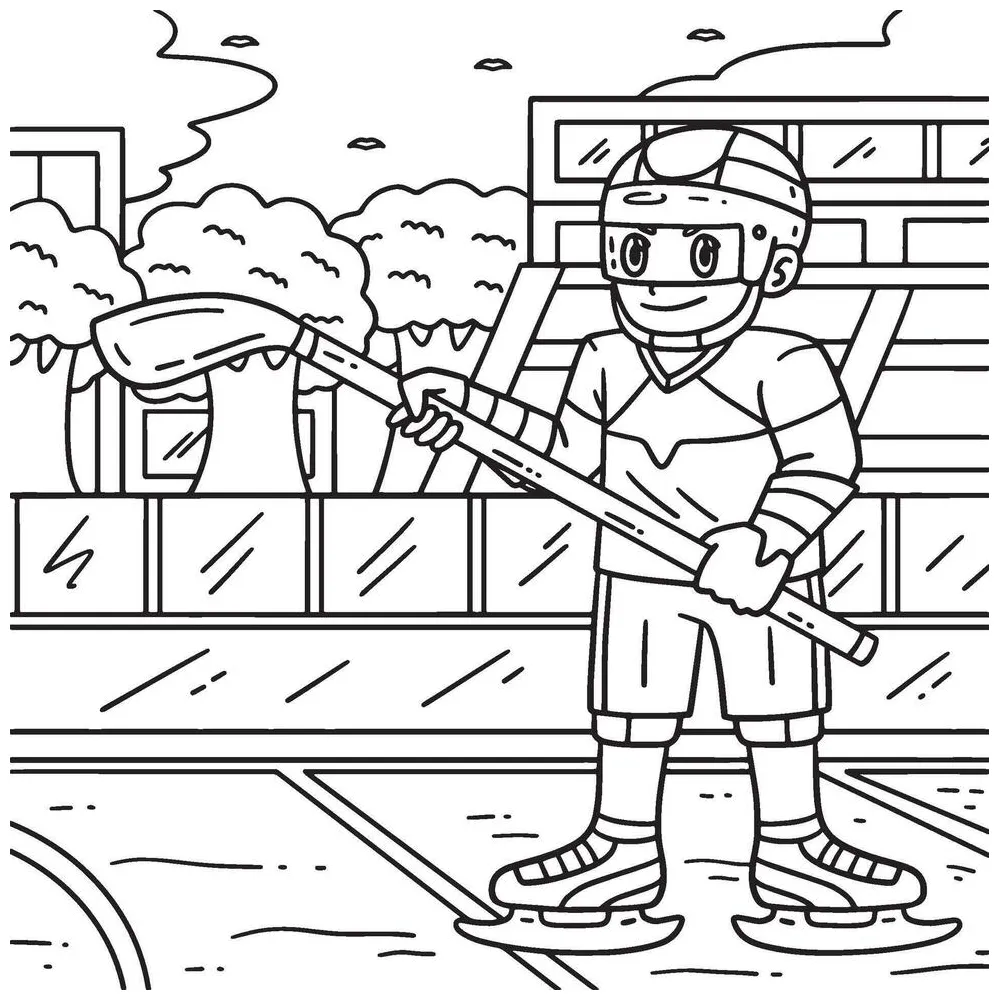 Ice hockey player holding hockey stick coloring 45389905 vector art at