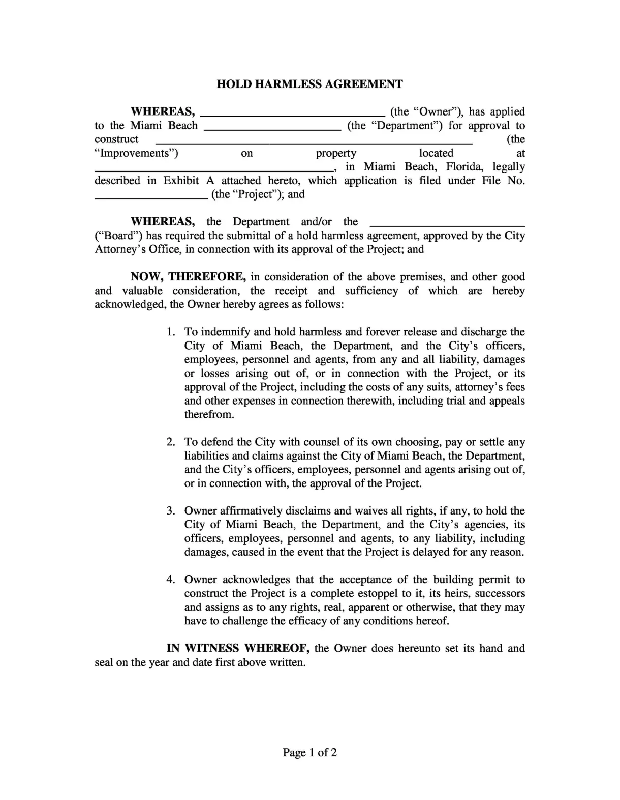 40+ Hold Harmless Agreement Templates (Free) - Template Lab
