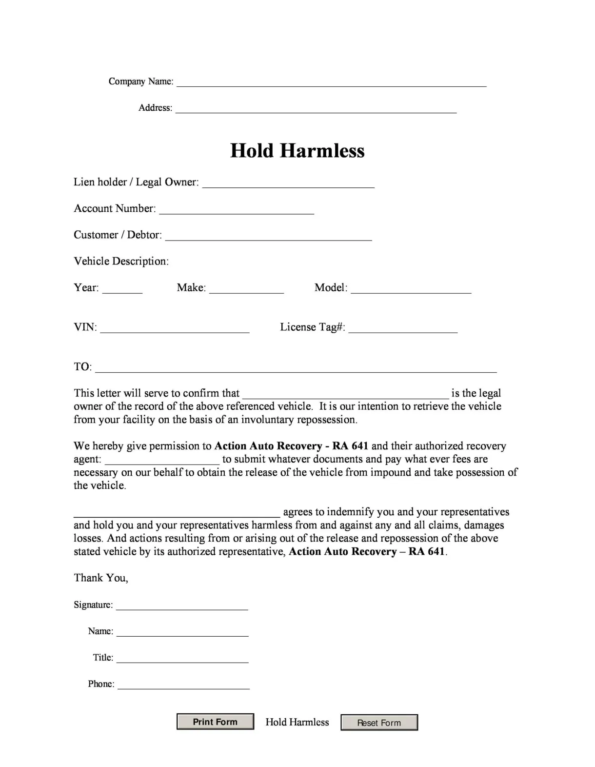 40+ Hold Harmless Agreement Templates (Free) ᐅ TemplateLab