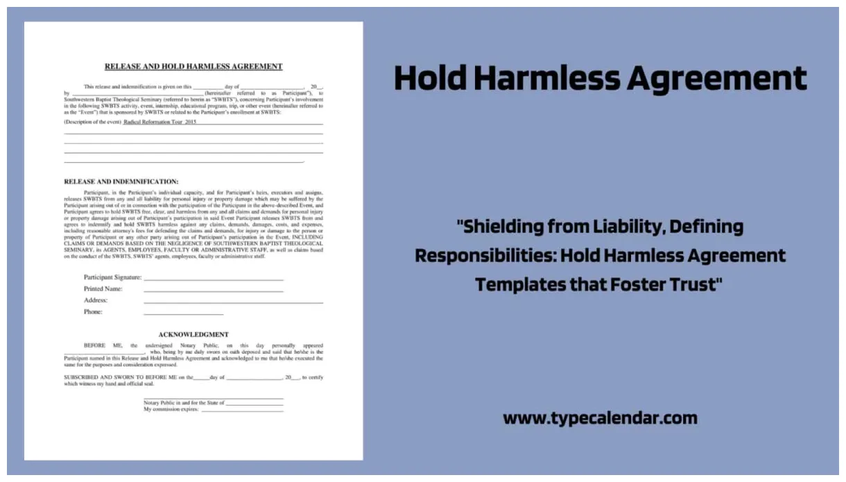 Free Printable Hold Harmless Agreement Templates [PDF, Word] Real Estate