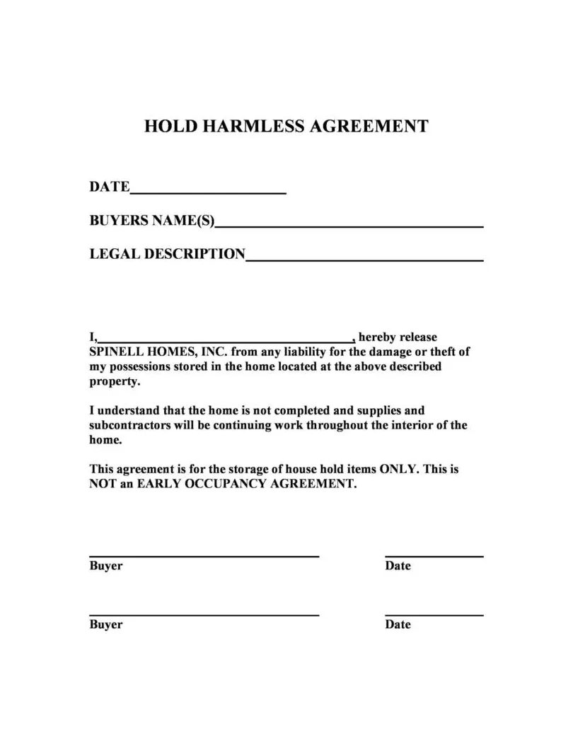 40+ Hold Harmless Agreement Templates (Free) ᐅ TemplateLab