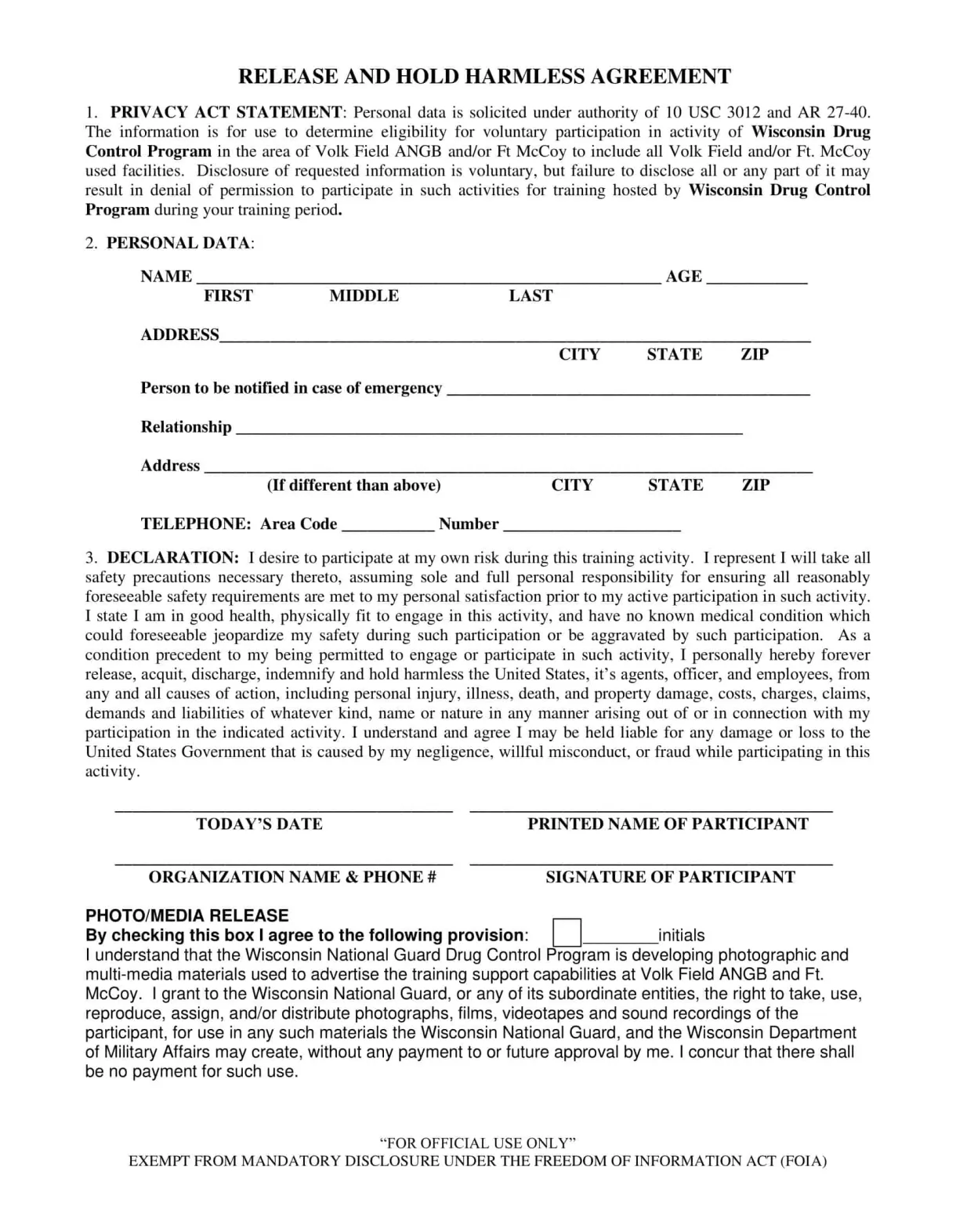 Free Printable Hold Harmless Agreement Templates [PDF, Word] Real Estate