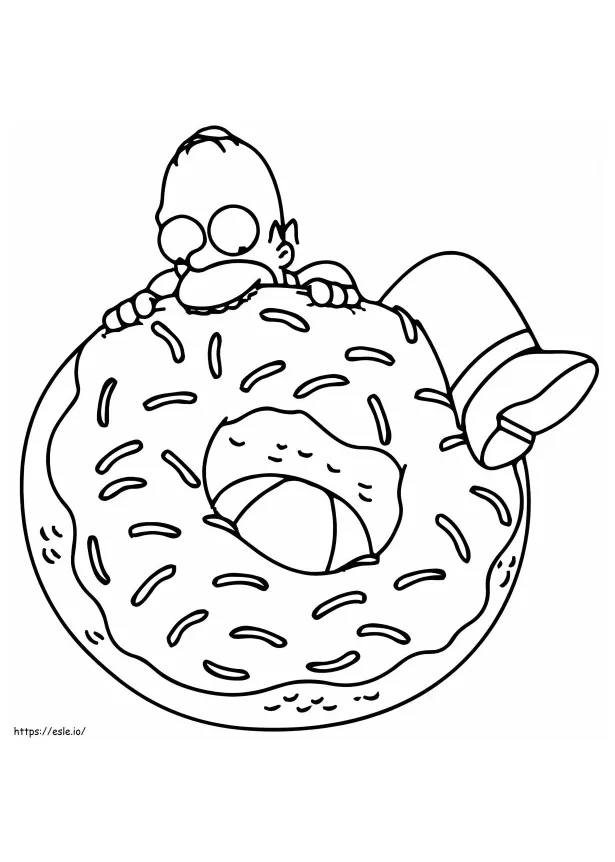 Homer Simpson Eating Donut coloring page