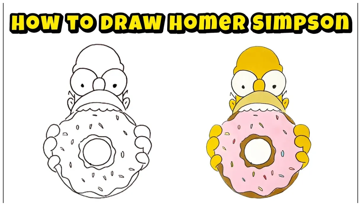 How To Draw Homer Simpson Eating A Donut Step By Step