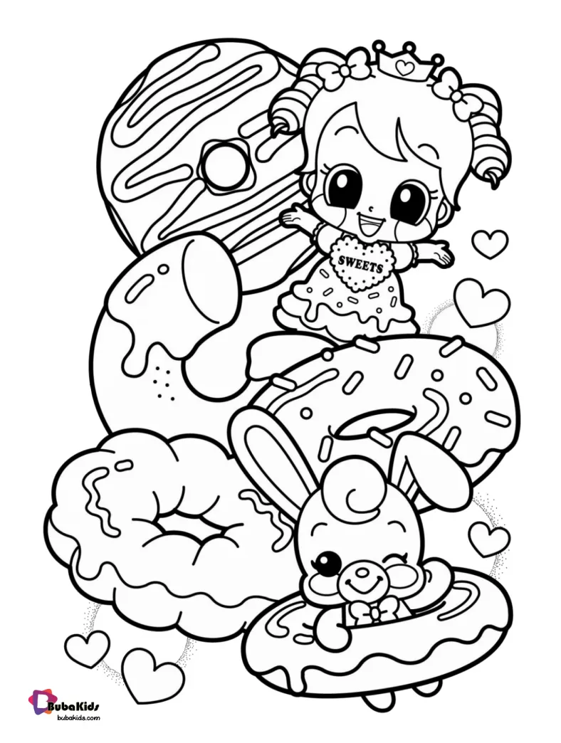 Food donuts coloring page | BubaKids.com