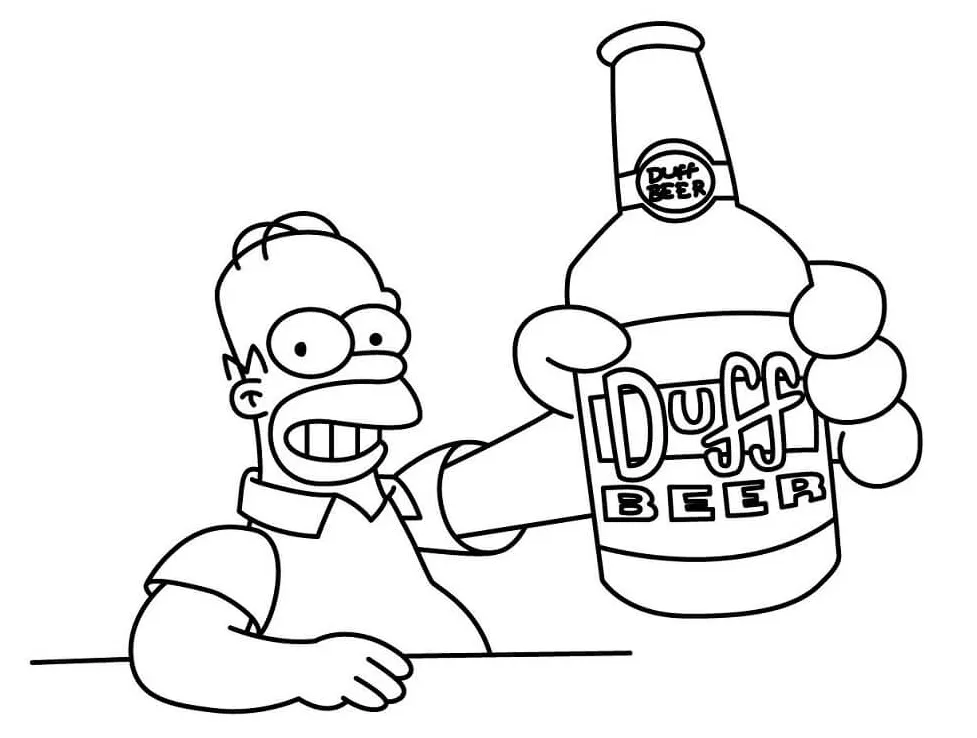 Homer Simpson with Donut Coloring Page - Free Printable Coloring Pages